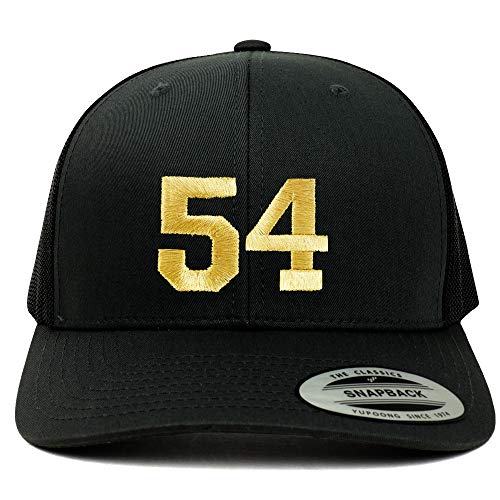 Trendy Apparel Shop Number 54 Gold Thread Embroidered Retro Trucker Mesh Cap