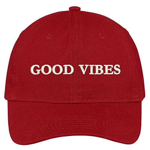 Trendy Apparel Shop Good Vibes Embroidered 100% Cotton Adjustable Cap Dad Hat