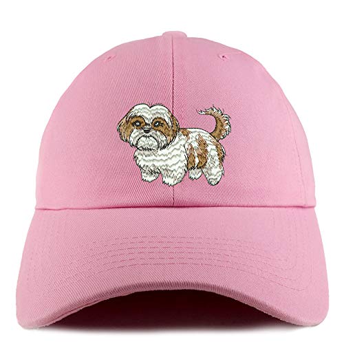 Trendy Apparel Shop Shih Tzu Dog Embroidered Low Profile Soft Cotton Dad Hat Cap