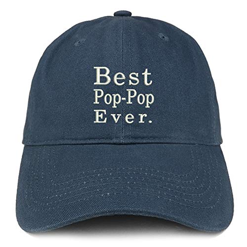 Trendy Apparel Shop Best Pop Pop Ever Embroidered Soft Crown 100% Brushed Cotton Cap