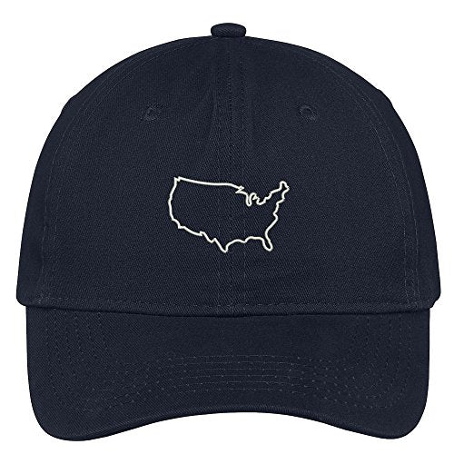 Trendy Apparel Shop United States Outline Map Embroidered Low Profile Soft Cotton Brushed Baseball Cap