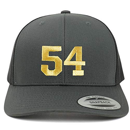 Trendy Apparel Shop Number 54 Gold Thread Embroidered Retro Trucker Mesh Cap