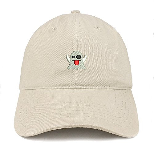 Trendy Apparel Shop Ghost Emoticon Embroidered 100% Soft Brushed Cotton Low Profile Cap