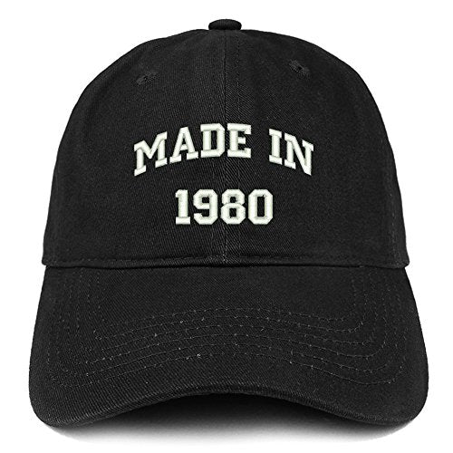 Trendy Apparel Shop Made in 1980 Text Embroidered 41st Birthday Brushed Cotton Cap