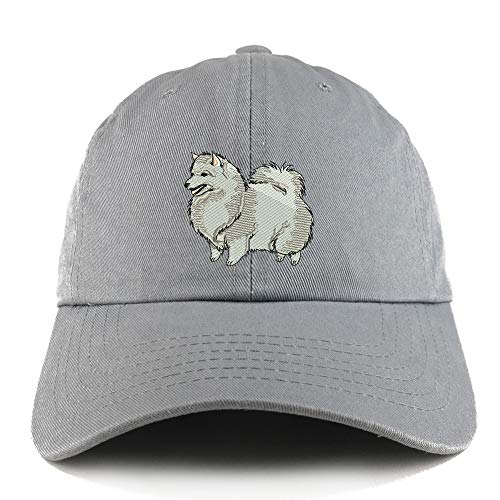 Trendy Apparel Shop Spitz Dog Embroidered Low Profile Soft Cotton Dad Hat Cap