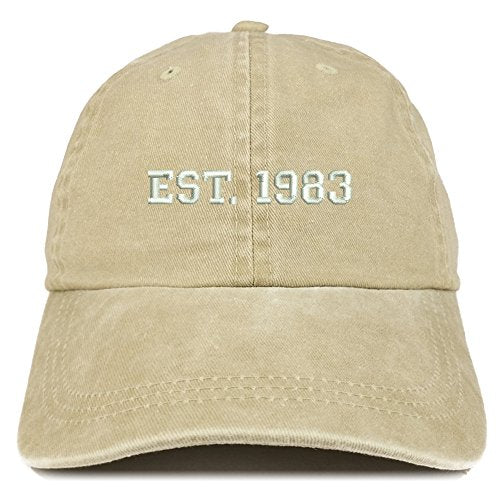 Trendy Apparel Shop EST 1983 Embroidered - 38th Birthday Gift Pigment Dyed Washed Cap