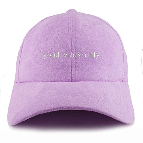 Trendy Apparel Shop Good Vibes Only Embroidered Faux Suede Leather Adjustable Cap