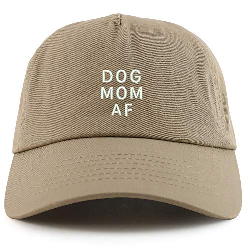 Trendy Apparel Shop Dog Mom AF Embroidered 5 Panel Unstructured Soft Crown Baseball Cap