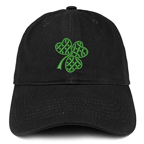 Trendy Apparel Shop Celtic Clover Embroidered 100% Cotton Adjustable Cap Dad Hat