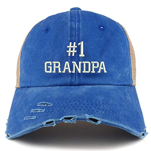 Trendy Apparel Shop Number 1 Grandpa Washed Front Mesh Back Frayed Bill Cap