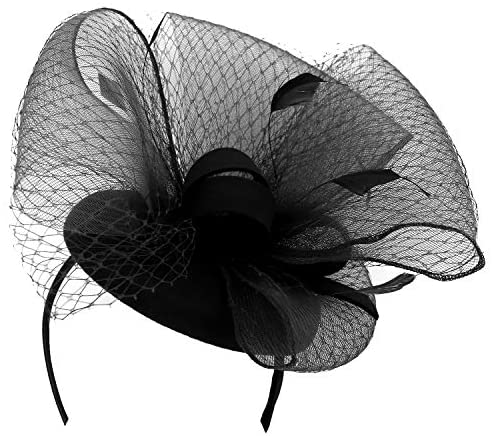 Trendy Apparel Shop Horse Hair Bow Ribbon Net Feather Wool Felt Fascinator