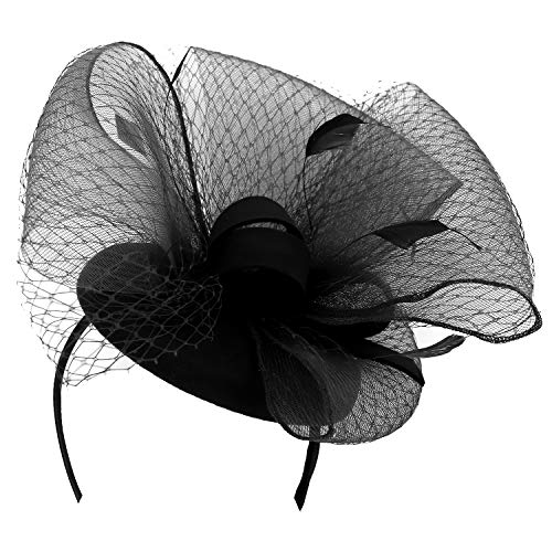 Trendy Apparel Shop Horse Hair Bow Ribbon Net Feather Wool Felt Fascinator