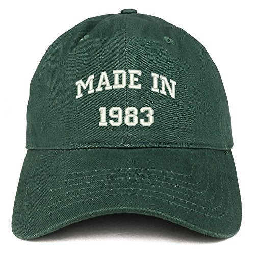 Trendy Apparel Shop Made in 1983 Text Embroidered 38th Birthday Brushed Cotton Cap