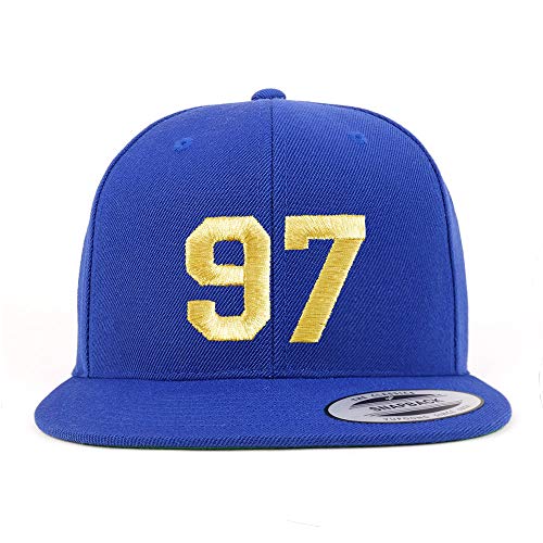 Trendy Apparel Shop Number 97 Gold Thread Flat Bill Snapback Baseball Cap