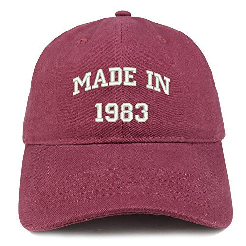 Trendy Apparel Shop Made in 1983 Text Embroidered 38th Birthday Brushed Cotton Cap