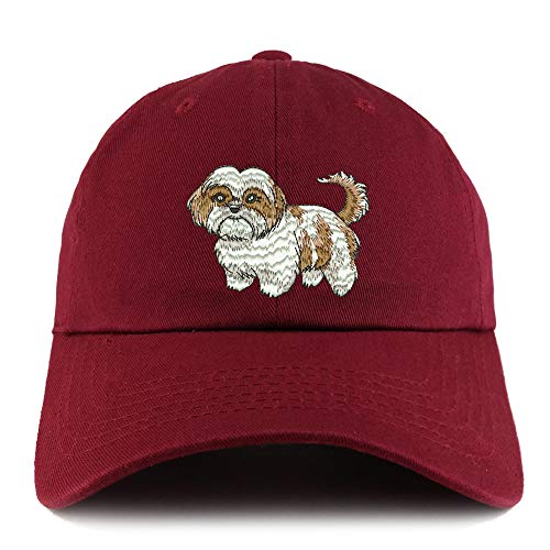 Trendy Apparel Shop Shih Tzu Dog Embroidered Low Profile Soft Cotton Dad Hat Cap