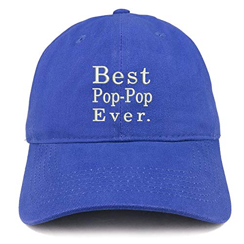 Trendy Apparel Shop Best Pop Pop Ever Embroidered Soft Crown 100% Brushed Cotton Cap