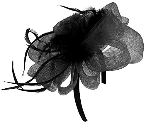 Trendy Apparel Shop Three Feathered Flowers Mesh Loop Fascinator Headband