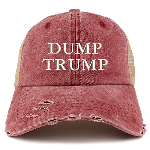 Trendy Apparel Shop Dump Trump Washed Front Frayed Bill Trucker Cap