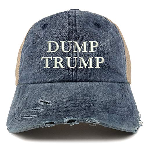 Trendy Apparel Shop Dump Trump Washed Front Frayed Bill Trucker Cap