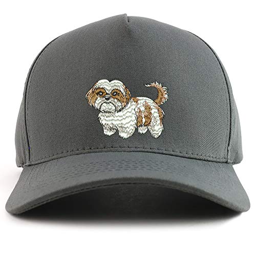 Trendy Apparel Shop Shih Tzu Dog Embroidered Oversized 5 Panel XXL Baseball Cap