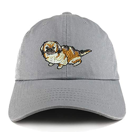 Trendy Apparel Shop Pekingese Dog Embroidered Low Profile Soft Cotton Dad Hat Cap