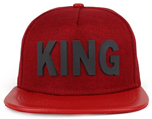 Trendy Apparel Shop King Rubber Text Embroidered Flat Bill Snapback Cap