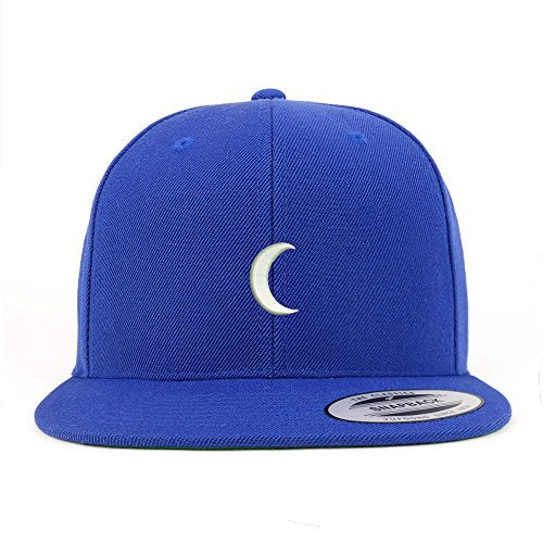 Trendy Apparel Shop Crescent Moon Embroidered Flat Bill Snapback Baseball Cap