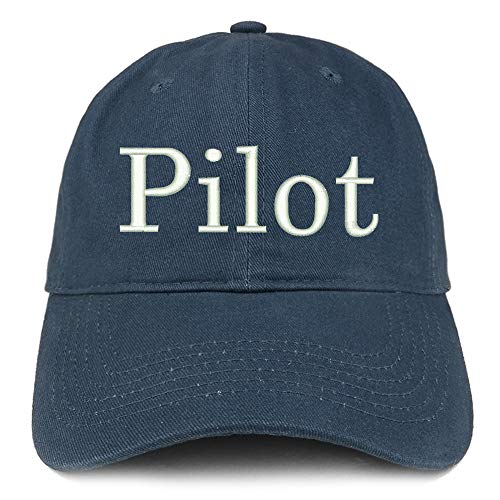 Trendy Apparel Shop Pilot Embroidered Soft Crown 100% Brushed Cotton Cap