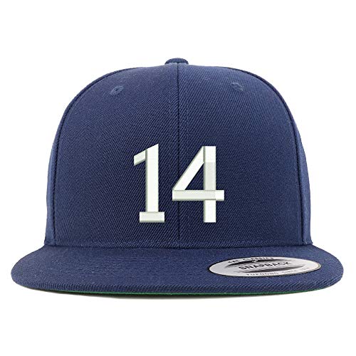 Trendy Apparel Shop Number 14 Embroidered Snapback Flatbill Baseball Cap