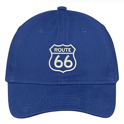 Trendy Apparel Shop Route 66 Embroidered Soft Crown 100% Brushed Cotton Cap