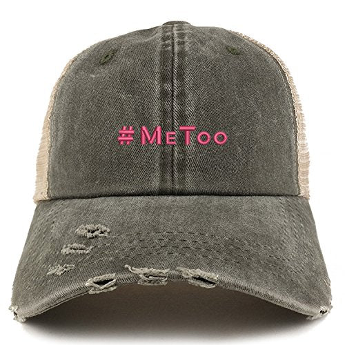 Trendy Apparel Shop MeToo Movement Hot Pink Embroidered Frayed Bill Trucker Mesh Cap