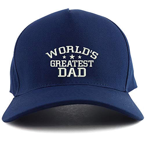 Trendy Apparel Shop World's Greatest Dad Embroidered Oversized 5 Panel XXL Baseball Cap