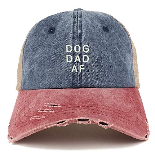 Trendy Apparel Shop Dog Dad AF Washed Front Mesh Back Frayed Bill Cap