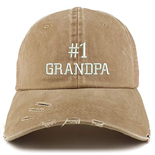 Trendy Apparel Shop Number 1 Grandpa Washed Front Mesh Back Frayed Bill Cap