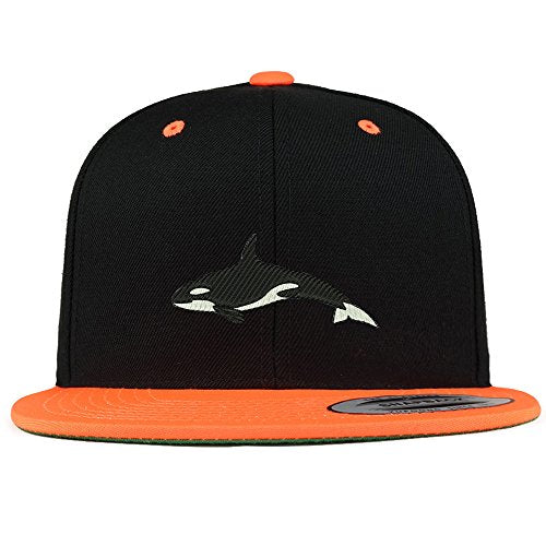 Trendy Apparel Shop Orca Killer Whale Embroidered Premium 2-Tone Flat Bill Snapback Cap