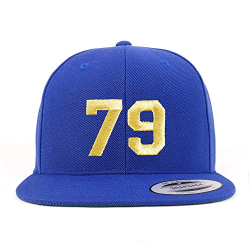 Trendy Apparel Shop Number 79 Gold Thread Flat Bill Snapback Baseball Cap