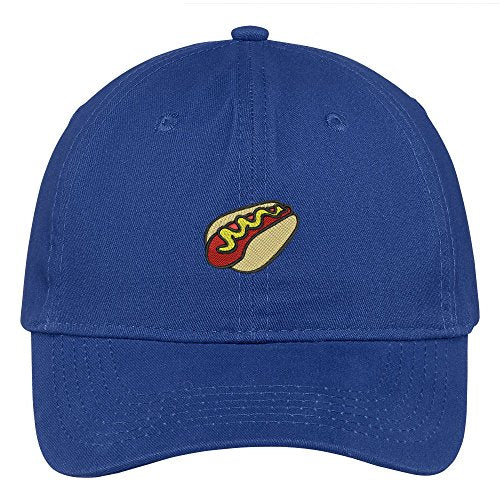 Trendy Apparel Shop Hot Dog with Mustard Embroidered Low Profile Soft Cotton Brushed Cap