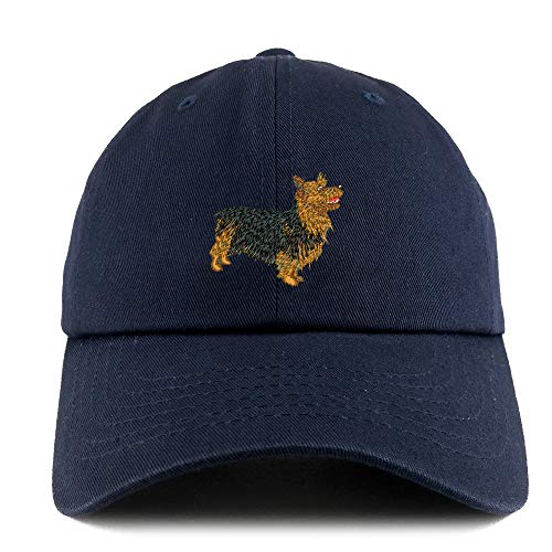 Trendy Apparel Shop Australian Terrier Dog Embroidered Low Profile Soft Cotton Dad Hat Cap