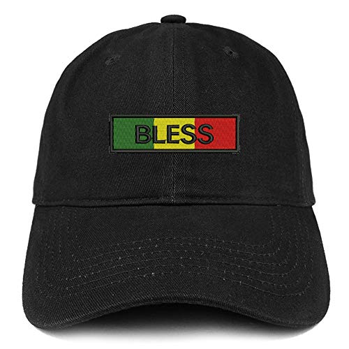 Trendy Apparel Shop Africa Green Yellow RED Bless Embroidered Soft Crown 100% Brushed Cotton Cap