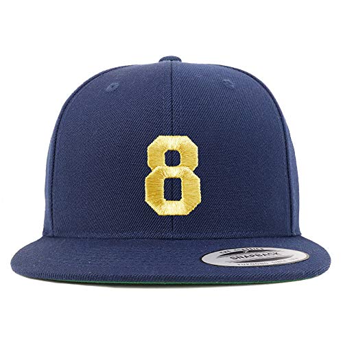 Trendy Apparel Shop Number 8 Gold Thread Flat Bill Snapback Baseball Cap