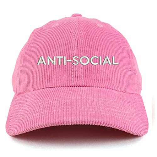 Trendy Apparel Shop Anti Social Cotton Corduroy Unstructured Baseball Cap