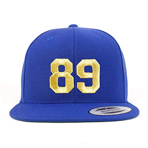 Trendy Apparel Shop Number 89 Gold Thread Flat Bill Snapback Baseball Cap