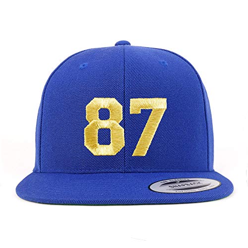 Trendy Apparel Shop Number 87 Gold Thread Flat Bill Snapback Baseball Cap