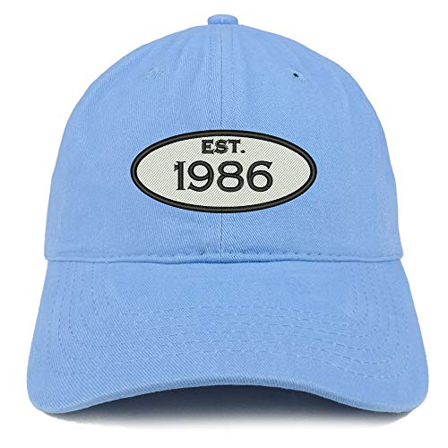 Trendy Apparel Shop 35th Birthday Established 1986 Soft Crown Brushed Cotton Cap