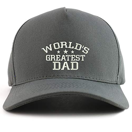 Trendy Apparel Shop World's Greatest Dad Embroidered Oversized 5 Panel XXL Baseball Cap