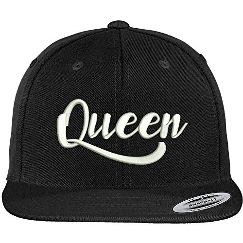 Trendy Apparel Shop Queen Script Embroidered Flat Bill Snapback Baseball Cap