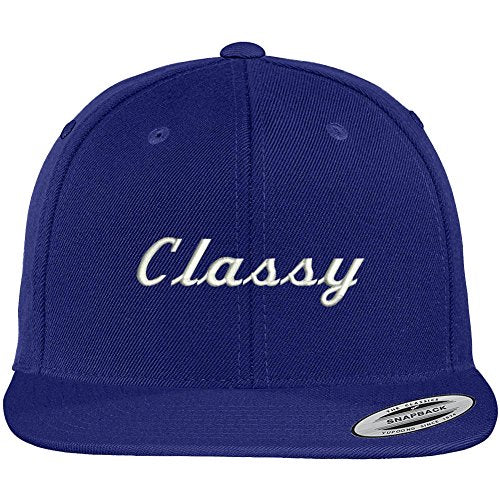 Trendy Apparel Shop Classy Embroidered Flat Brim Classic Snapback Cap