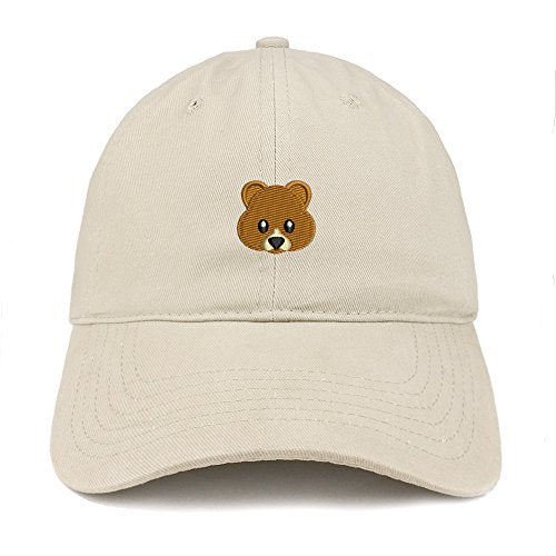 Trendy Apparel Shop Bear Emoticon Embroidered 100% Soft Brushed Cotton Low Profile Cap