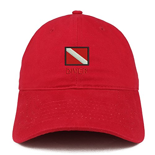 Trendy Apparel Shop Diver Flag Embroidered Low Profile Soft Cotton Baseball Cap